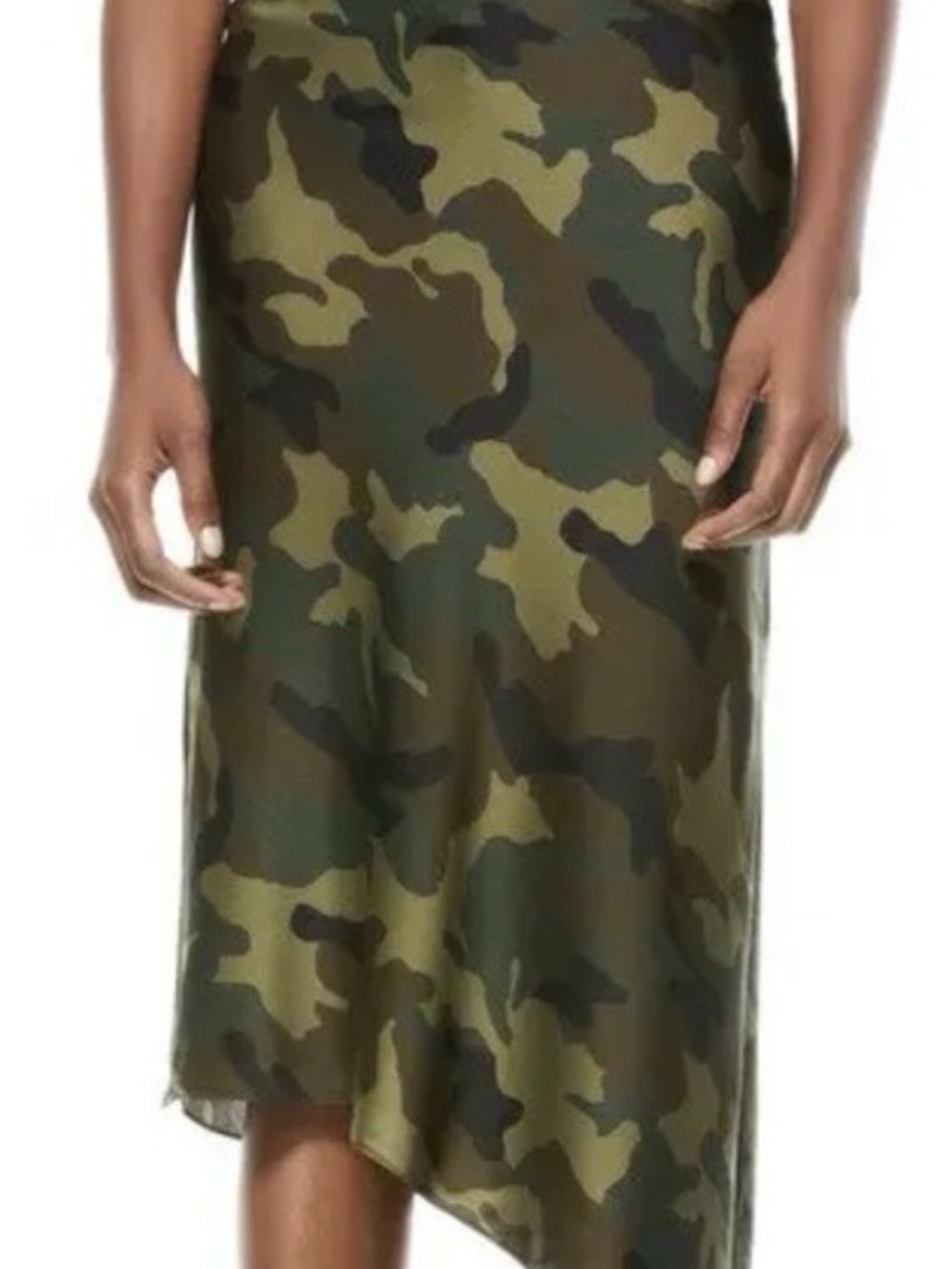 BNWT - Alice + Olivia Camo Asymmetric Midi Skirt - Green Size 0 - Picture 7 of 10